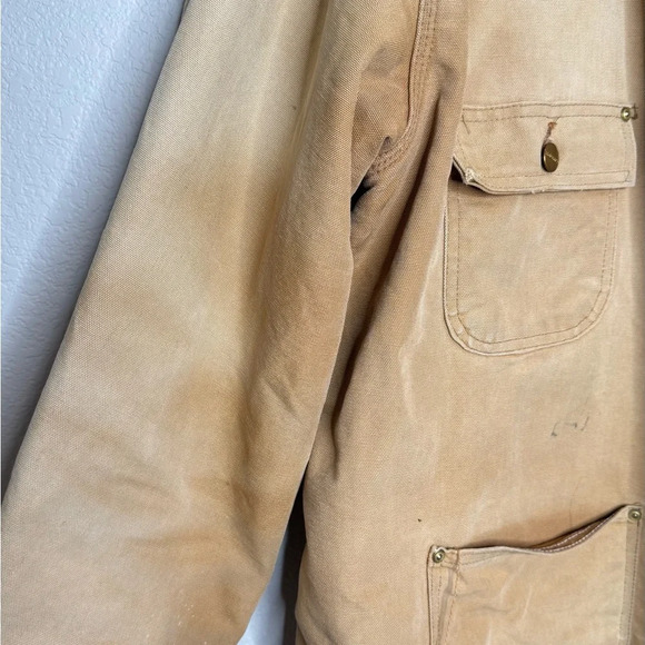 Vintage Carhartt Mens Utilitarian Chore Jacket Size L/XL Blanket Lined - Picture 4 of 15